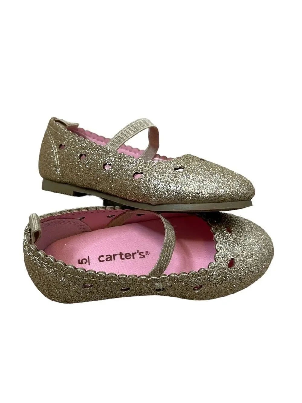 Carters Toddler Girl's Ellaria Slip On Ballet Flats Gold Sparkle Size 5